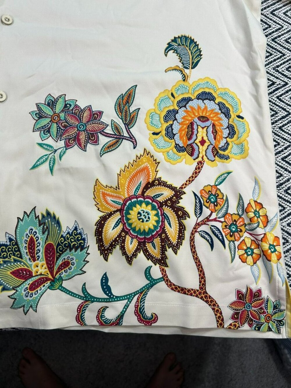 Tommy Bahama Men's XXL Original Fit Silk Shirt Floral Design White Multicolor - Picture 6 of 9